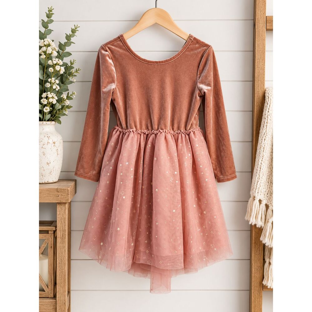 CAT & JACK Soft Velour To Star Tulle Ballet Tutu Rose Pink Dress Sz 4T Girls